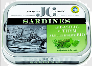 Sardine - Basilikum - Tymian - Fischdose - Fischkonserve - Bretagne - franzoesische Feinkost